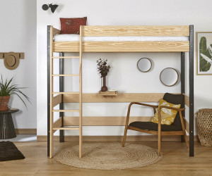 Ma Chambre d'Enfant Lit mezzanine enfant Clay  Noir et bois 90x190 cm