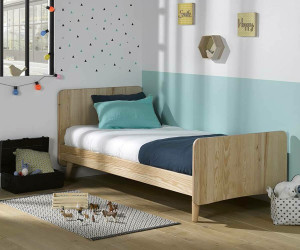 Ma Chambre d'Enfant Lit enfant avec pieds, sommier et matelas Willow  Bois naturel 90x190 cm/Opt:Matelas Norway 13 cm