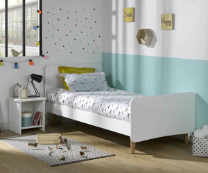 Ma Chambre d'Enfant Lit enfant avec pieds, sommier et matelas Willow  Blanc 90x200 cm/Opt:Matelas Norway 13 cm