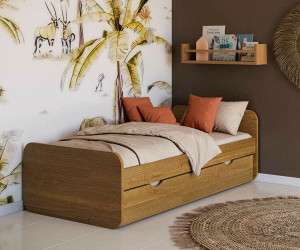 Ma Chambre d'Enfant Lit gigogne enfant Lemon  Noisette 90x200 cm