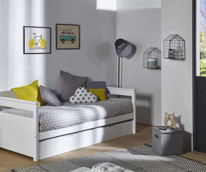 Ma Chambre d'Enfant Lit gigogne banquette enfant Mélo  Blanc 90x200 cm