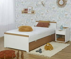 Ma Chambre d'Enfant Lit gigogne enfant Jaipur  Blanc et bois 90x190 cm