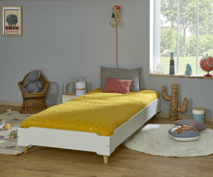 Ma Chambre d'Enfant Lit enfant avec pieds et sommier Happy  Gris clair 90x190 cm