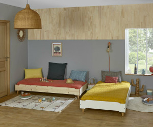 Ma Chambre d'Enfant Lit enfant avec pieds et matelas Happy  Blanc 90x190 cm/Opt:Matelas Airfresh 15 cm
