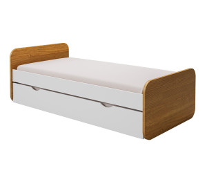 Ma Chambre d'Enfant Lit adulte avec sommier Lemon  Blanc et noisette 90x200 cm
