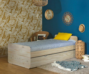 Ma Chambre d'Enfant Lit adulte avec sommier Lemon  Bois naturel 90x200 cm