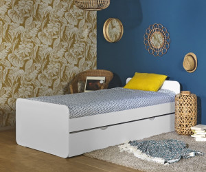 Ma Chambre d'Enfant Lit adulte avec sommier Lemon  Blanc 90x190 cm