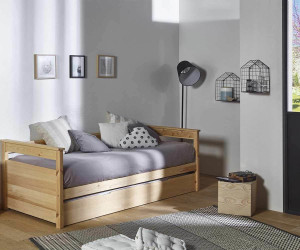 Ma Chambre d'Enfant Lit gigogne banquette adulte Mélo  Bois naturel 90x190 cm