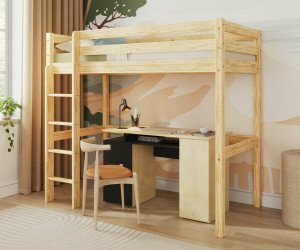 Ma Chambre d'Enfant Lit mezzanine adulte Cargo  Bois naturel 90x190 cm