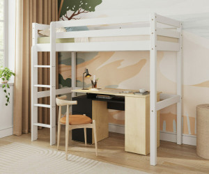 Ma Chambre d'Enfant Lit mezzanine adulte Cargo  Blanc 90x190 cm