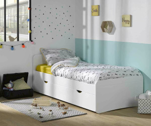 Ma Chambre d'Enfant Lit enfant avec sommier et tiroir Willow  Blanc 90x190 cm