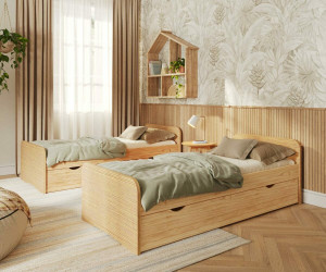 Ma Chambre d'Enfant Lit enfant avec sommier et tiroir Twist  Bois naturel 90x190 cm