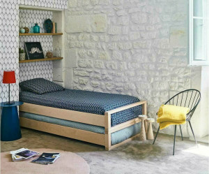 Ma Chambre d'Enfant Lits gigognes adulte empilables Pocus  Bois naturel 90x200 cm