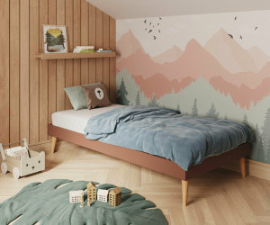 Ma Chambre d'Enfant Lit enfant avec sommier et pieds Honey  Terracotta 90x190 cm