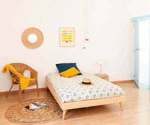 Ma Chambre d'Enfant Lit ado avec sommier et pieds Honey  Bois naturel 120x190 cm