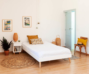 Ma Chambre d'Enfant Lit adulte avec sommier et pieds Honey  Blanc 120x190 cm