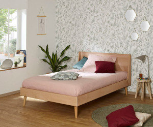 Ma Chambre d'Enfant Lit adulte avec sommier Pia  Bois naturel 120x190 cm