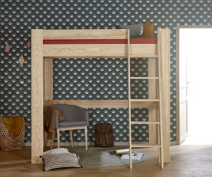 Ma Chambre d'Enfant Lit mezzanine ado Naolo  Bois naturel 90x190 cm