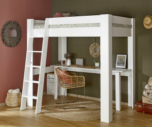 Ma Chambre d'Enfant Lit mezzanine ado avec bureau Naolo  Blanc 90x190 cm