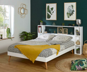Ma Chambre d'Enfant Lit ado avec tête de lit Honey  Blanc 140x190 cm