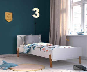 Ma Chambre d'Enfant Lit enfant avec sommier Alma  Blanc et bois 90x190 cm