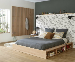 Ma Chambre d'Enfant Lit ado avec sommier Dune  Bois naturel 160x200 cm
