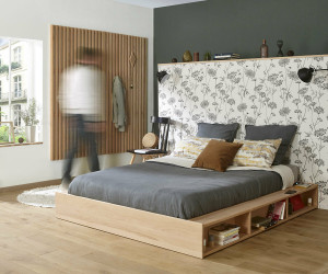 Ma Chambre d'Enfant Lit adulte avec sommier Dune  Bois naturel 160x200 cm