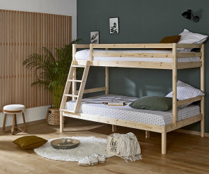 Ma Chambre d'Enfant Lit superposé ado 3 places Elna  Bois naturel 90-120x190 cm