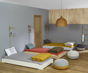 Ma Chambre d'Enfant Lit ado empilable avec sommier Happy  Gris clair 90x190 cm/Opt:1 lit