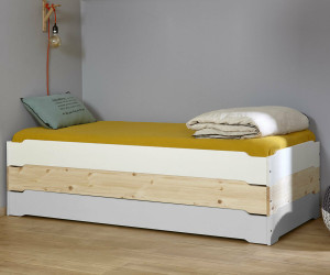 Ma Chambre d'Enfant Lit ado empilable avec sommier Happy  Gris clair 90x190 cm/Opt:3 lits
