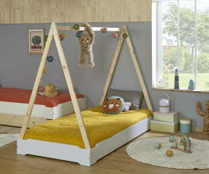 Ma Chambre d'Enfant Lit cabane enfant Happy  Gris clair 90x190 cm