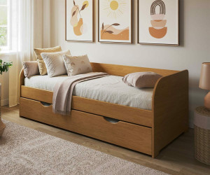 Ma Chambre d'Enfant Lit banquette ado avec sommier Bali  Noisette 80x200 cm