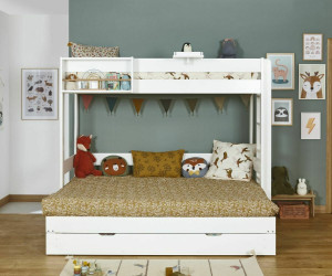 Ma Chambre d'Enfant Lit superposé gigogne enfant 3 places Hikari  Blanc 80x200 cm