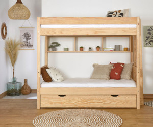 Ma Chambre d'Enfant Lit superposé enfant Caly  Bois naturel 90x190 cm