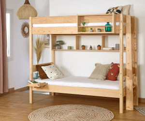 Ma Chambre d'Enfant Lit superposé ado Caly  Bois naturel 90x190 cm