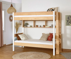 Ma Chambre d'Enfant Lit superposé ado Caly  Bois et blanc 90x190 cm