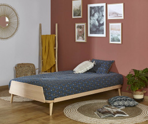 Ma Chambre d'Enfant Lit ado avec sommier Kyou  Bois naturel 90x190 cm