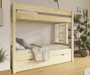 Ma Chambre d'Enfant Lit superposé gigogne ado 3 places Yudi  Bois naturel 90x200 cm
