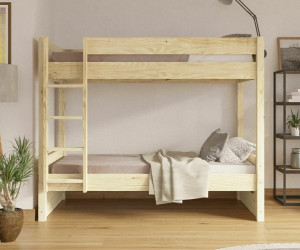 Ma Chambre d'Enfant Lit superposé adulte Yooni  Bois naturel 80x190 cm