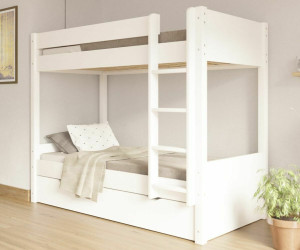 Ma Chambre d'Enfant Lit superposé gigogne adulte 3 places Yooni  Blanc 90x200 cm