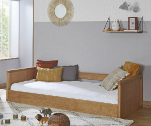 Ma Chambre d'Enfant Lit enfant montessori avec barrière Taloa  Noisette 90x190 cm