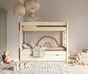 Ma Chambre d'Enfant Lit superposé enfant Yudi  Bois naturel 80x190 cm