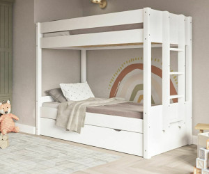 Ma Chambre d'Enfant Lit superposé gigogne enfant 3 places Yudi  Blanc 90x200 cm