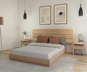 Ma Chambre d'Enfant Lit adulte avec sommier Hino et tête de lit Eon  Bois naturel 120x190 cm