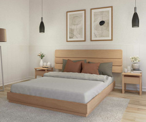 Ma Chambre d'Enfant Lit ado avec sommier Hino et tête de lit Eon  Bois naturel 160x200 cm