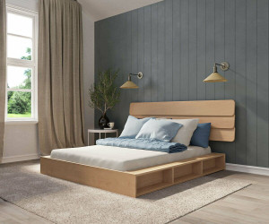 Ma Chambre d'Enfant Lit ado avec sommier Dune et tête de lit Eon  Bois naturel 140x190 cm