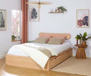 Ma Chambre d'Enfant Lit adulte avec sommier Uma et tête de lit Wika  Hêtre 160x200 cm