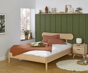 Ma Chambre d'Enfant Lit ado avec sommier Magdae et tête de lit Wika  Bois naturel 140x190 cm