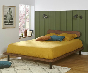 Ma Chambre d'Enfant Lit ado avec sommier Hoha et tête de lit Wika  Noyer 120x200 cm