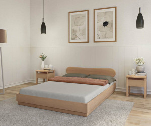 Ma Chambre d'Enfant Lit ado avec sommier Hino et tête de lit Wika  Bois naturel 120x190 cm